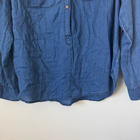 J Crew Gauze Popover Indigo Cotton Lightweight Top - Picture 7 of 9